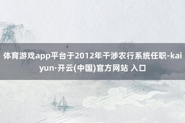 体育游戏app平台于2012年干涉农行系统任职-kaiyun·开云(中国)官方网站 入口