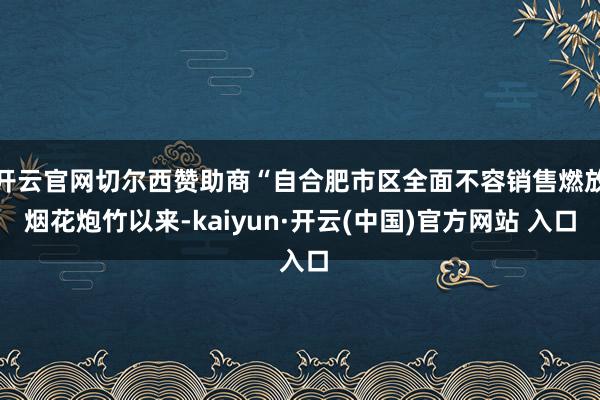 开云官网切尔西赞助商“自合肥市区全面不容销售燃放烟花炮竹以来-kaiyun·开云(中国)官方网站 入口