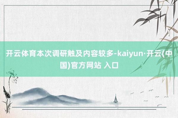 开云体育本次调研触及内容较多-kaiyun·开云(中国)官方网站 入口